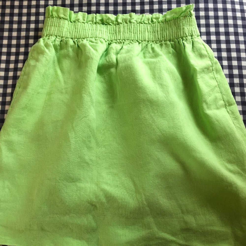 J. Crew Lime Green Linen Skirt !!With Pockets!!
